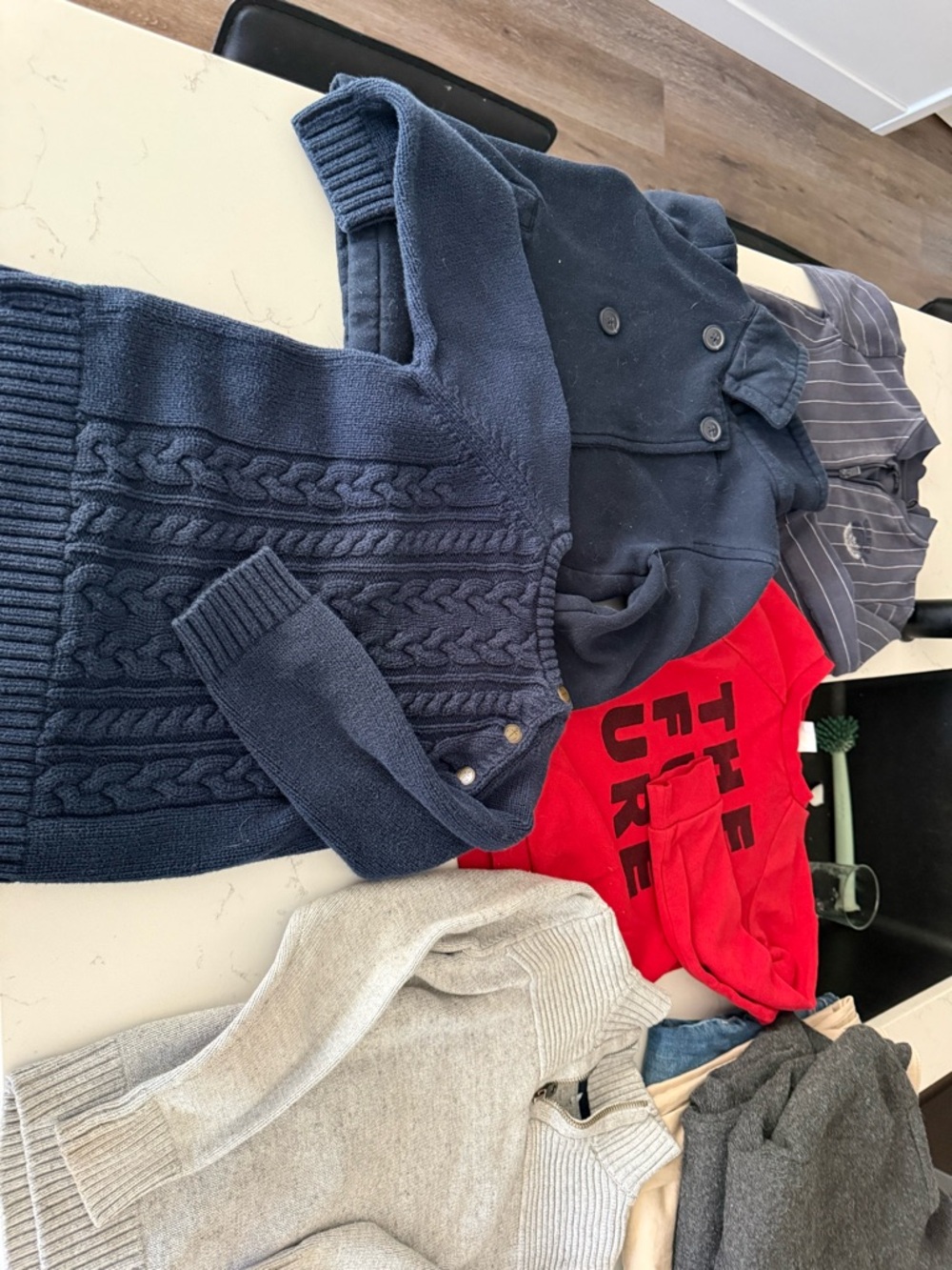 Ikks Navy Cable-Knit Kids Cardigan